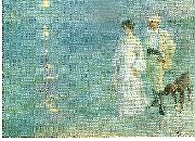 Peter Severin Kroyer sommeraften ved skagen strand oil on canvas